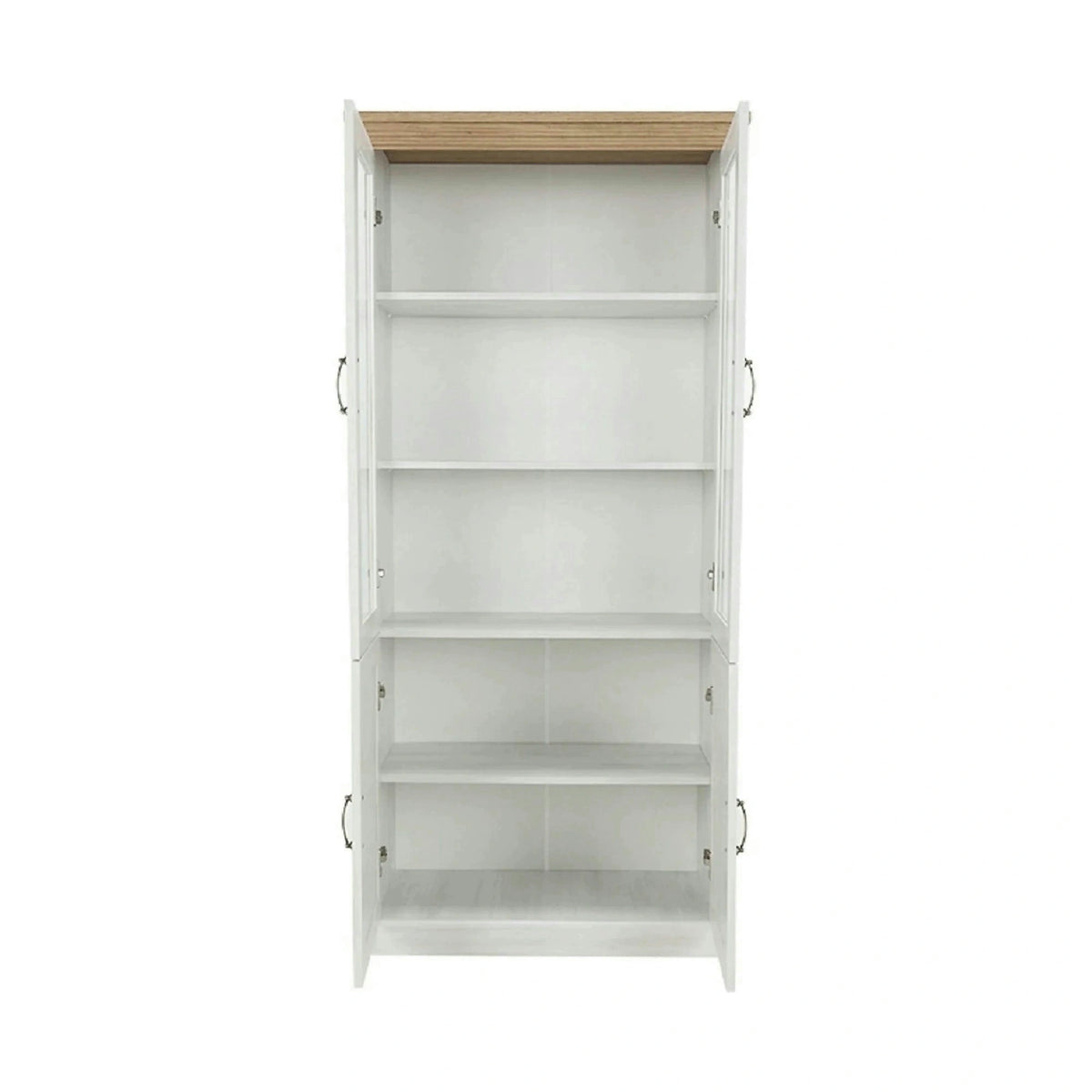 Vitrina ROYAL W4D, pin nordic/stejar salbatic, PAL melaminat/plinte decorative/metal, 87x39x187 cm