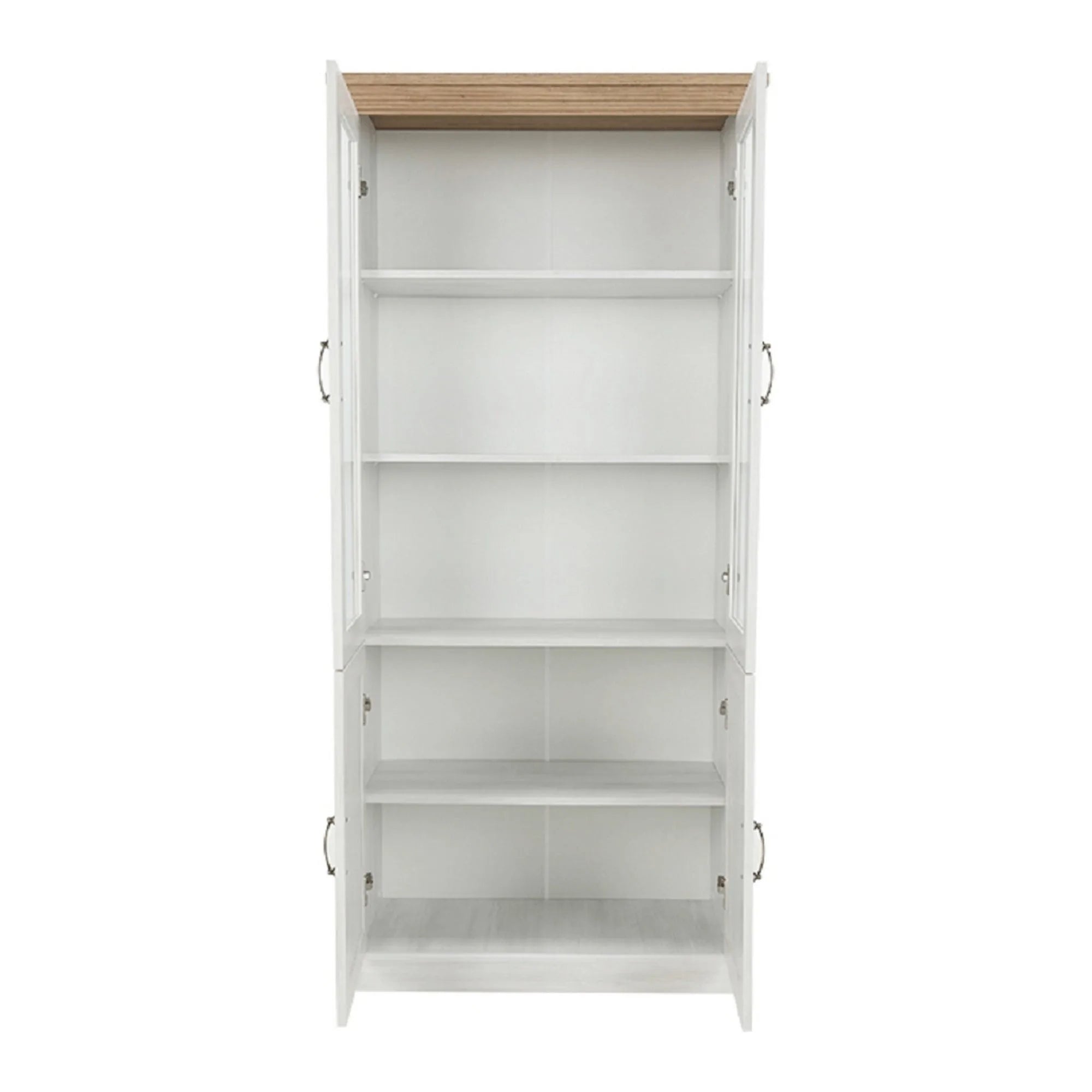 Vitrina ROYAL W4D, pin nordic/stejar salbatic, PAL melaminat/plinte decorative/metal, 87x39x187 cm