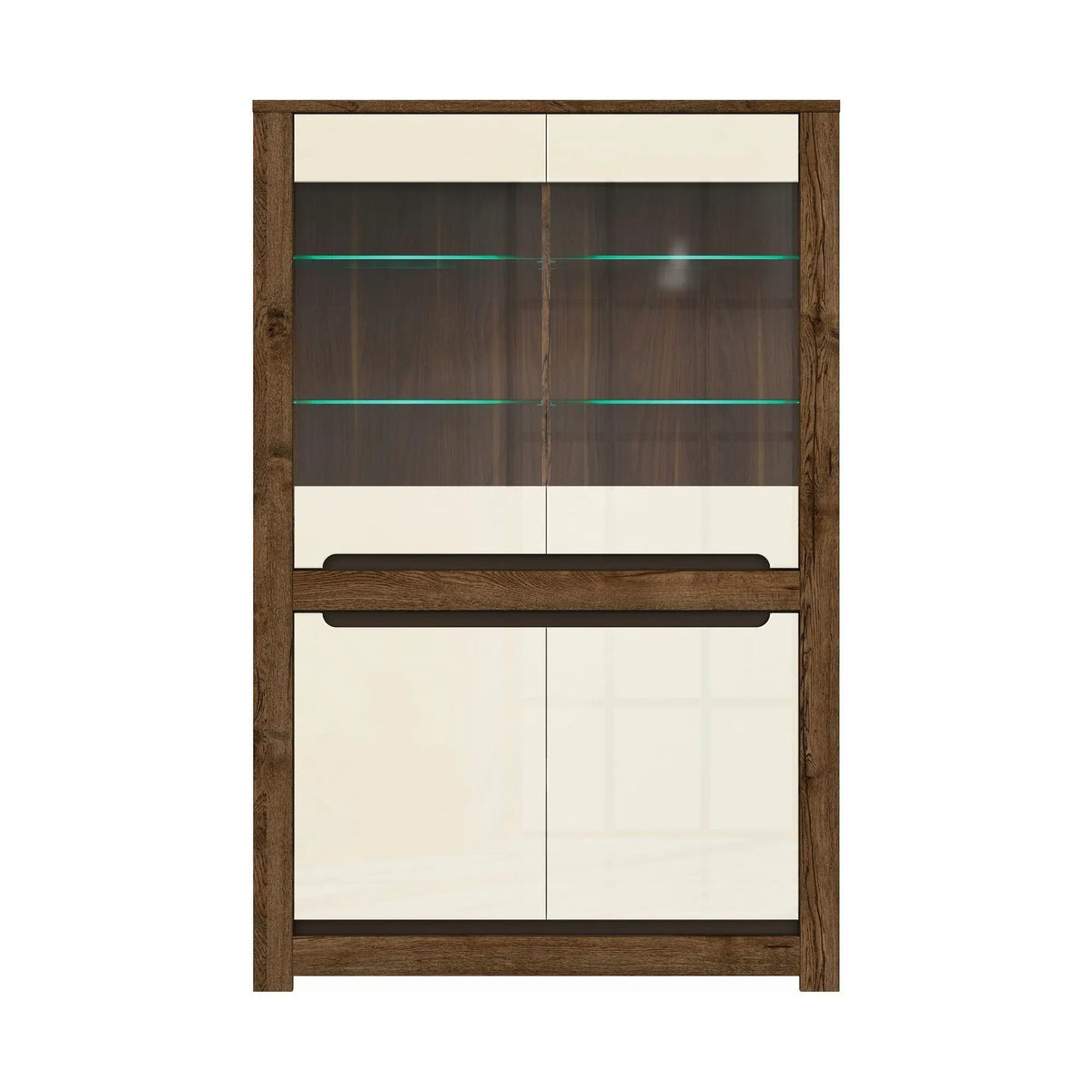 Vitrina RUSO, bej/stejar inchis, 104x46x159 cm
