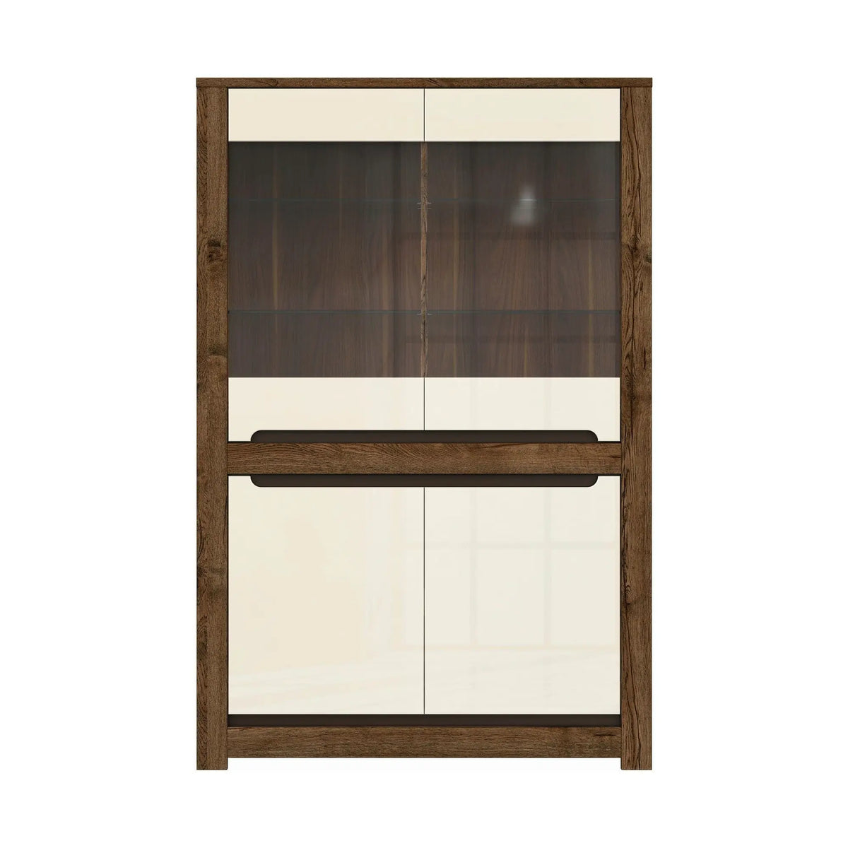 Vitrina RUSO, bej/stejar inchis, 104x46x159 cm