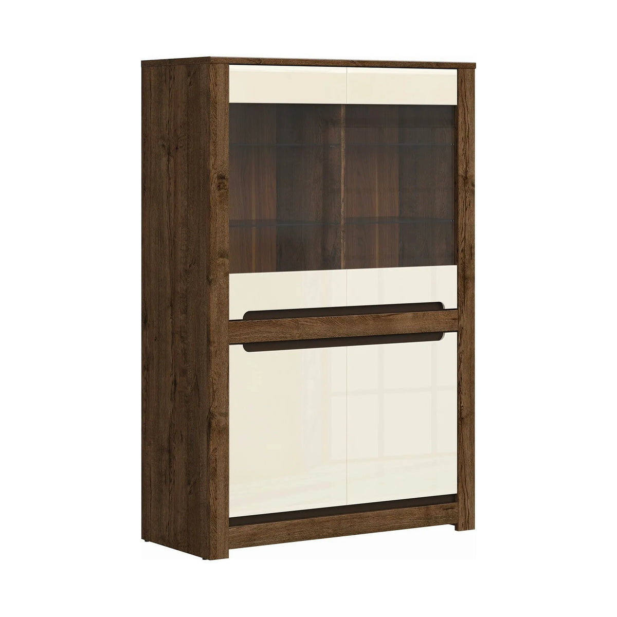Vitrina RUSO, bej/stejar inchis, 104x46x159 cm