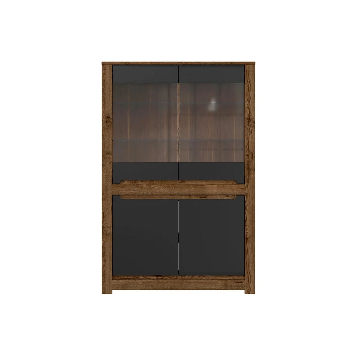 Vitrina RUSO, stejar/negru, PAL/sticla securizata, 104x46x159 cm