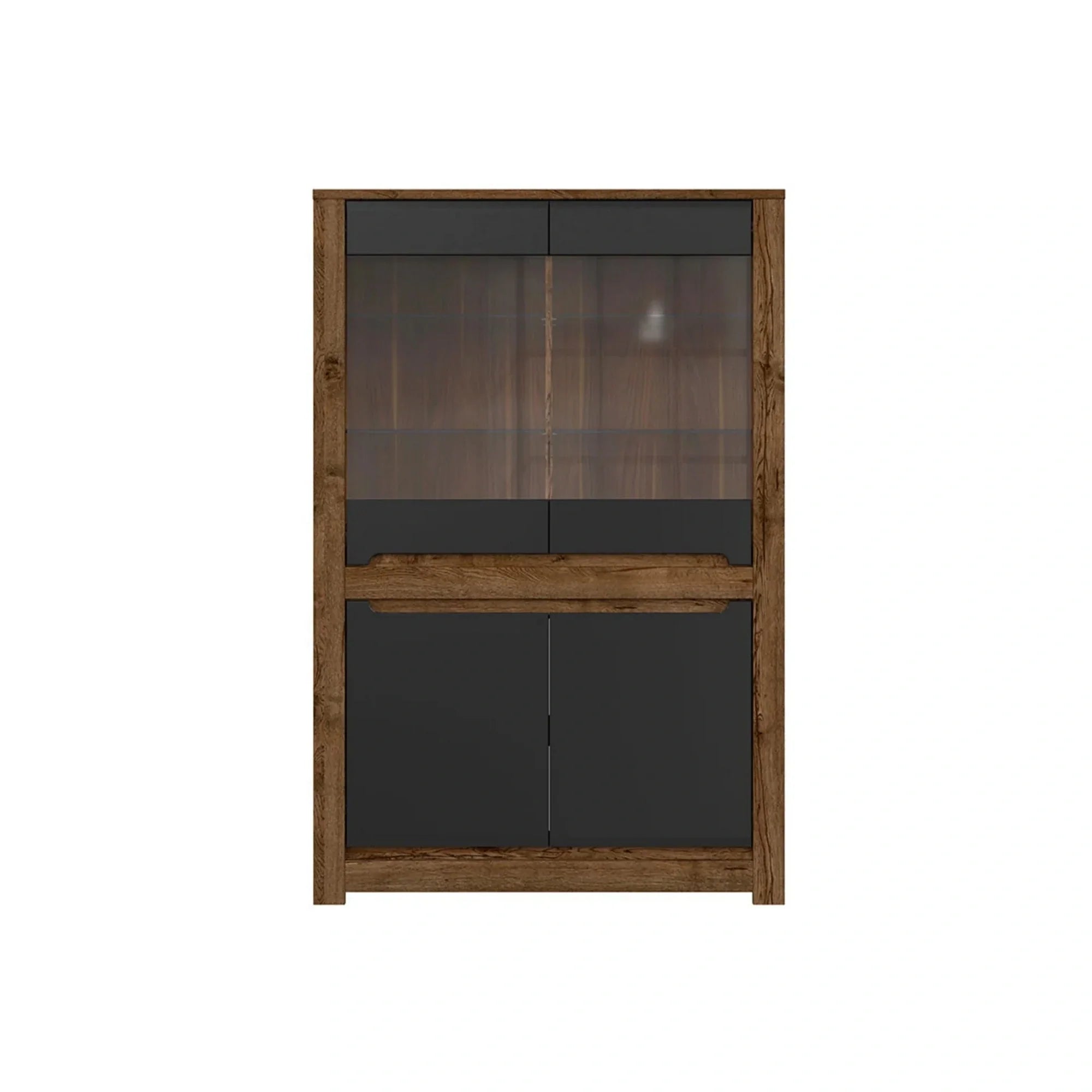 Vitrina RUSO, stejar/negru, PAL/sticla securizata, 104x46x159 cm