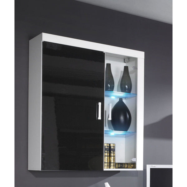 Vitrina SAMBA REG-4, alb/negru, PAL laminat, 111x35x90 cm