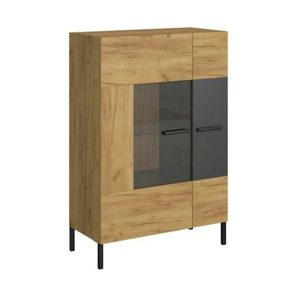 Vitrina SANTES, stejar artisan auriu, PAL laminat, 90x42x135 cm