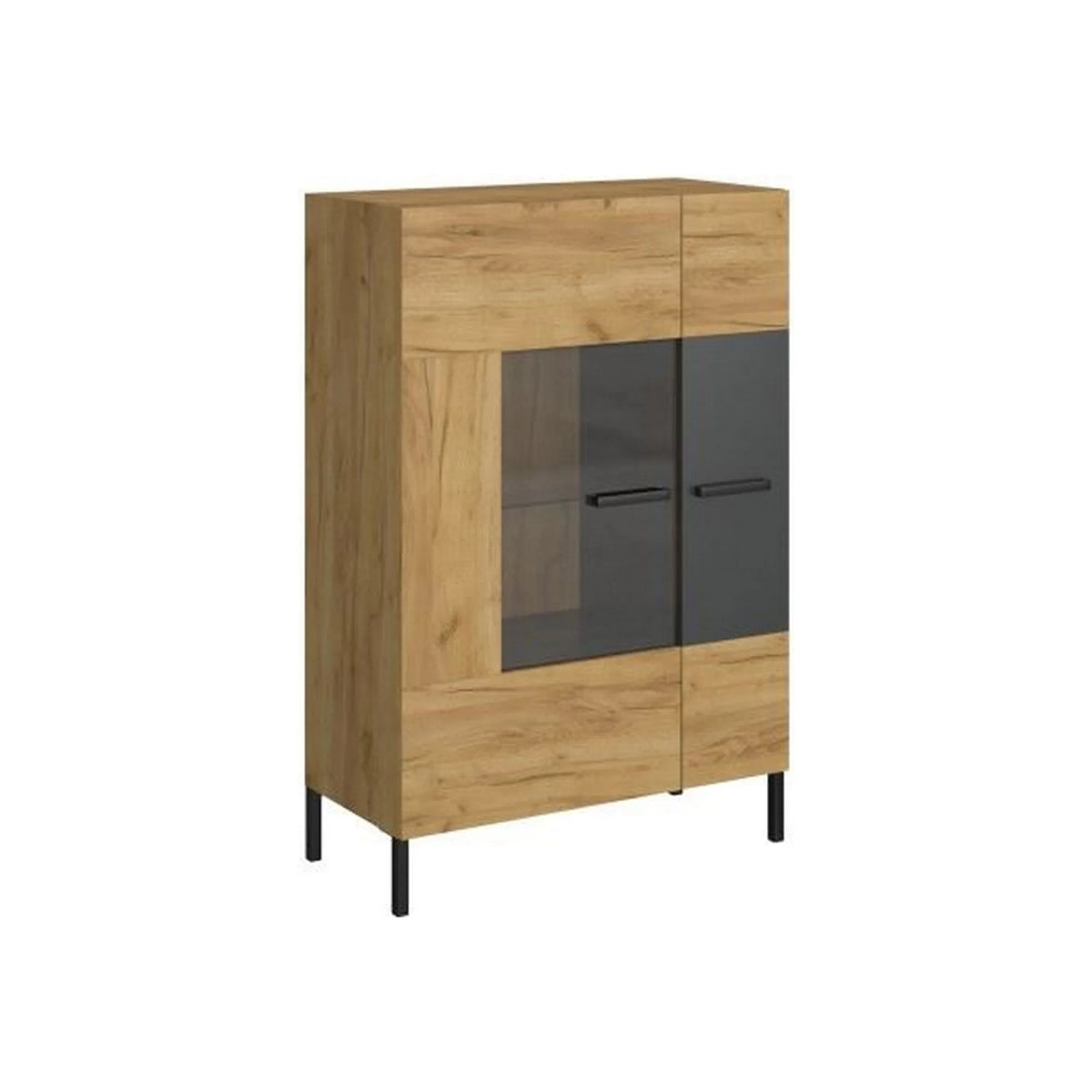 Vitrina SANTES, stejar artisan auriu, PAL laminat, 90x42x135 cm