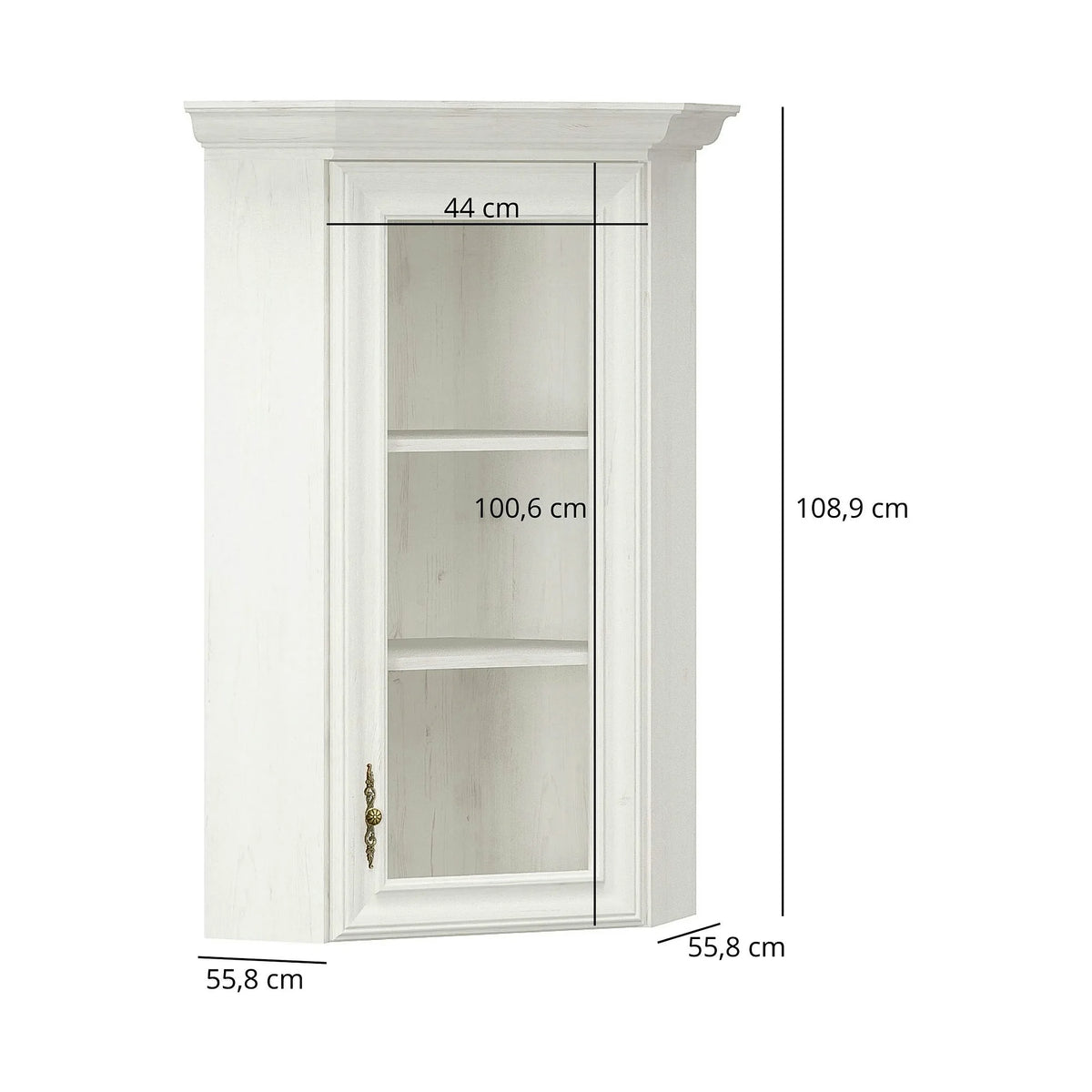 Vitrina suspendata living IRYS, pin alb anderson, PAL laminat, 56x56x109 cm