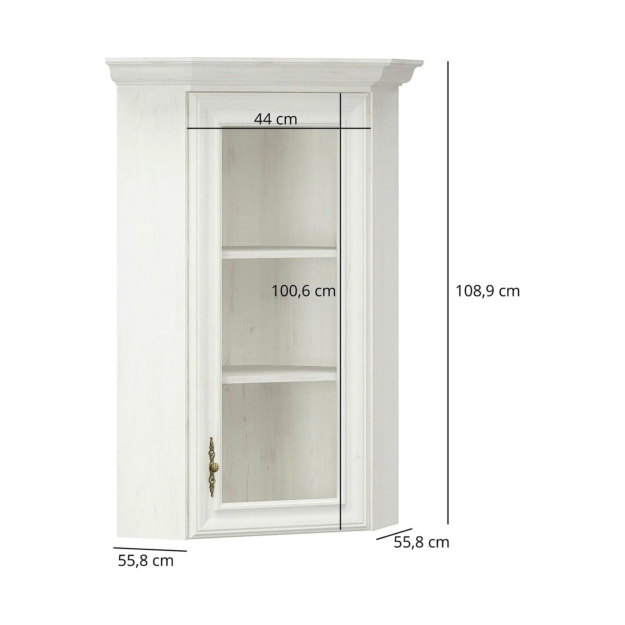 Vitrina suspendata living IRYS, pin alb anderson, PAL laminat, 56x56x109 cm