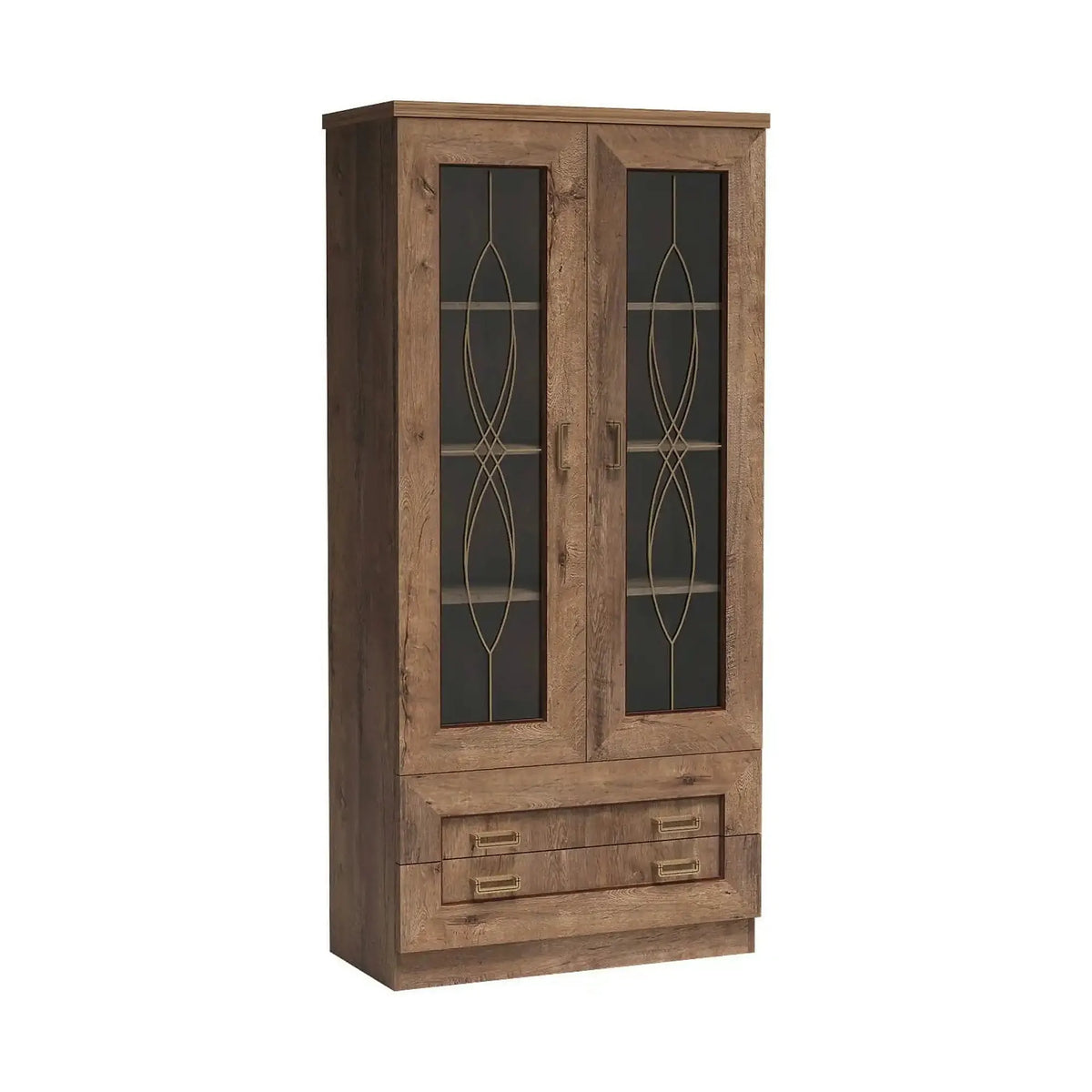 Vitrina TEDY Tip T8, stejar lefkas, PAL melaminat, 90x44x191 cm