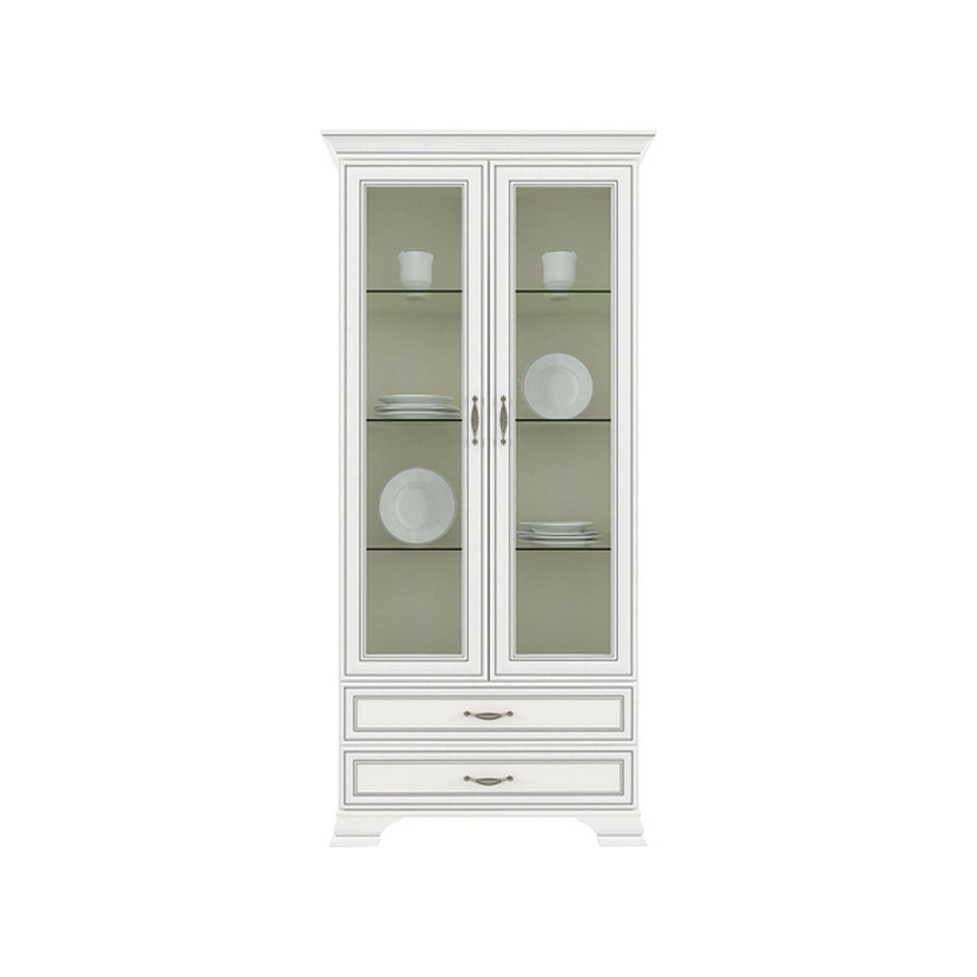 Vitrina TIFFANY (Tiffy), alb vintage, PAL laminat, 99x40x212 cm
