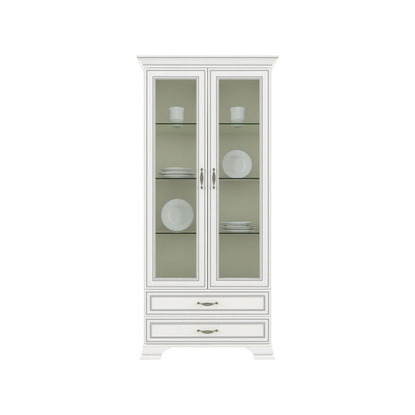 Vitrina TIFFANY (Tiffy), alb vintage, PAL laminat, 99x40x212 cm