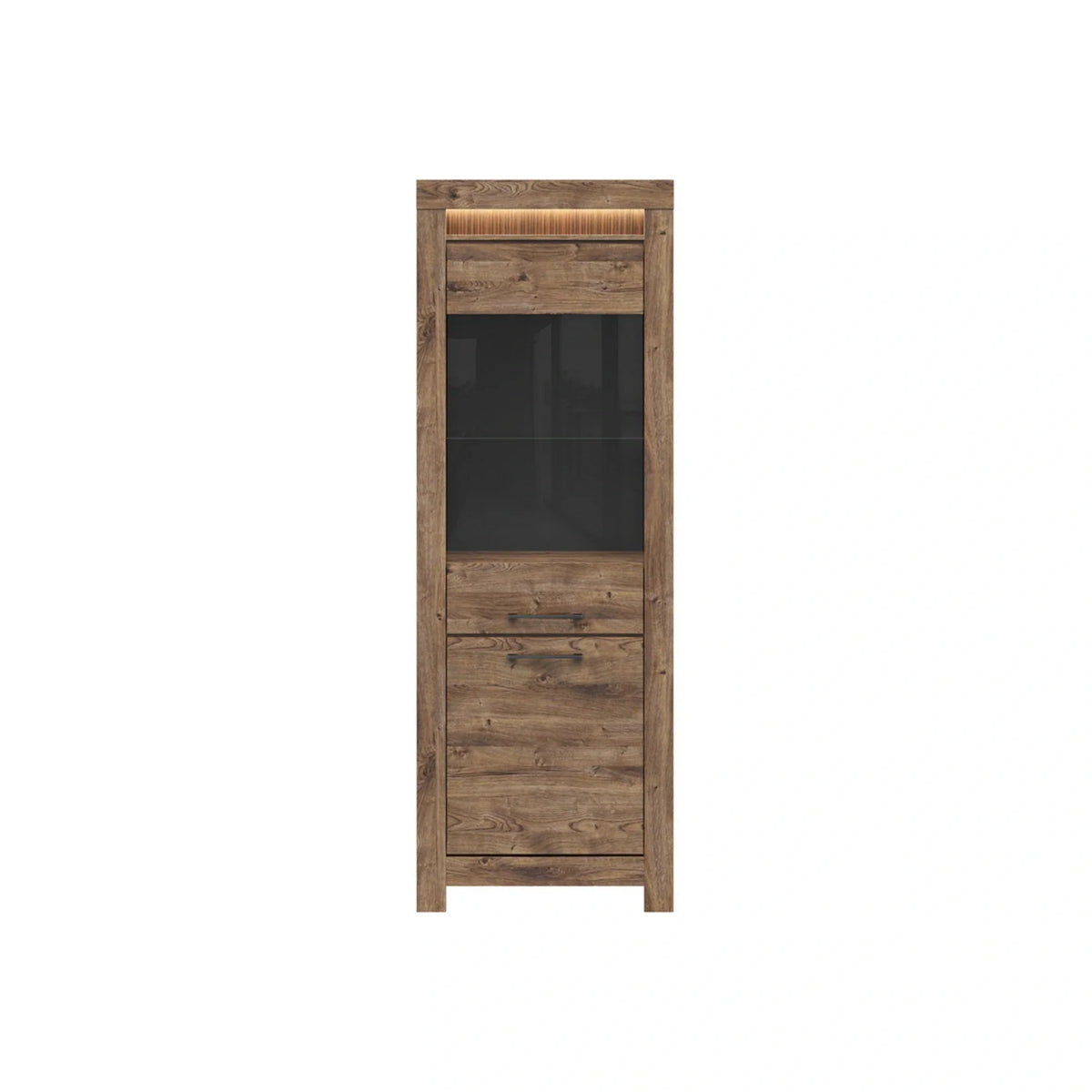 Vitrina TORIN, stejar, PAL/sticla securizata, 71x45x200 cm
