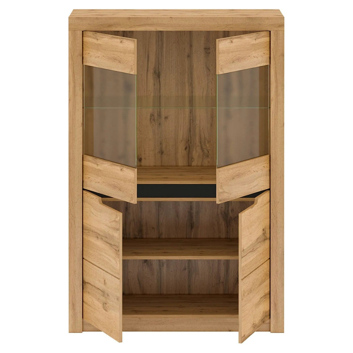 Vitrina TORONTA C, stejar wotan, DTD laminat, 103x40x151 cm