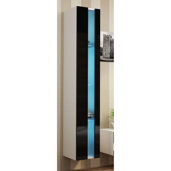 Vitrina VIGO NEW 180, alb/negru, PAL, 40x30x180 cm
