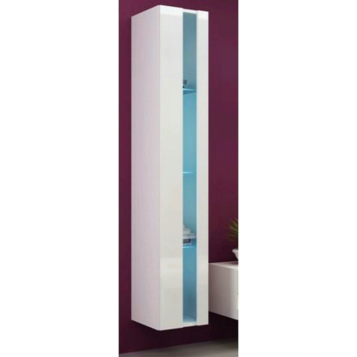 Vitrina VIGO NEW 180, alb, PAL laminat/MDF laminat, 40x30x180 cm