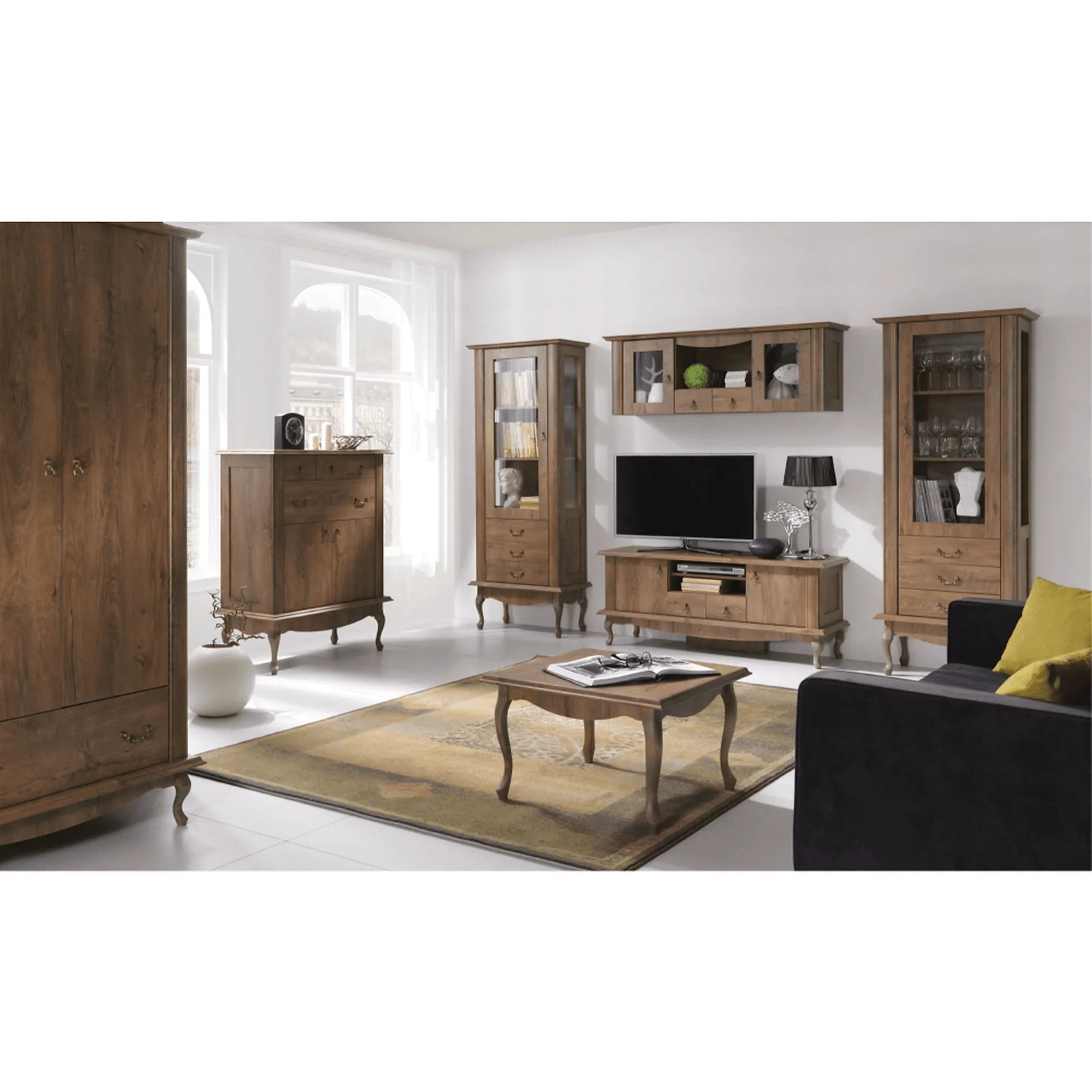 Vitrina VILAR DA4, stejar lefkas, DTD laminat, 75x42x196 cm
