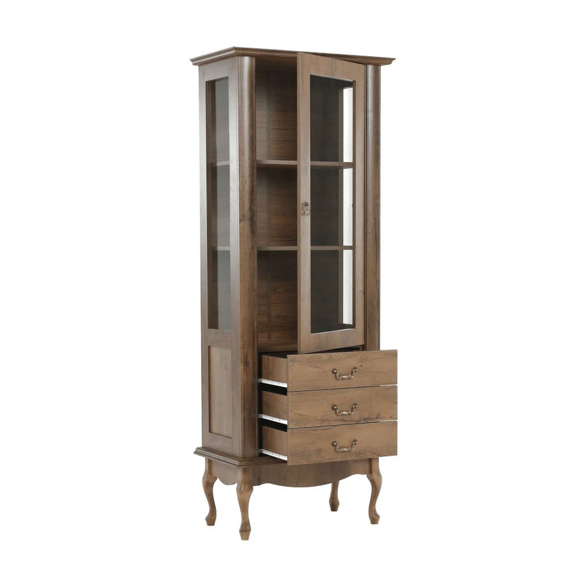 Vitrina VILAR DA4, stejar lefkas, DTD laminat, 75x42x196 cm