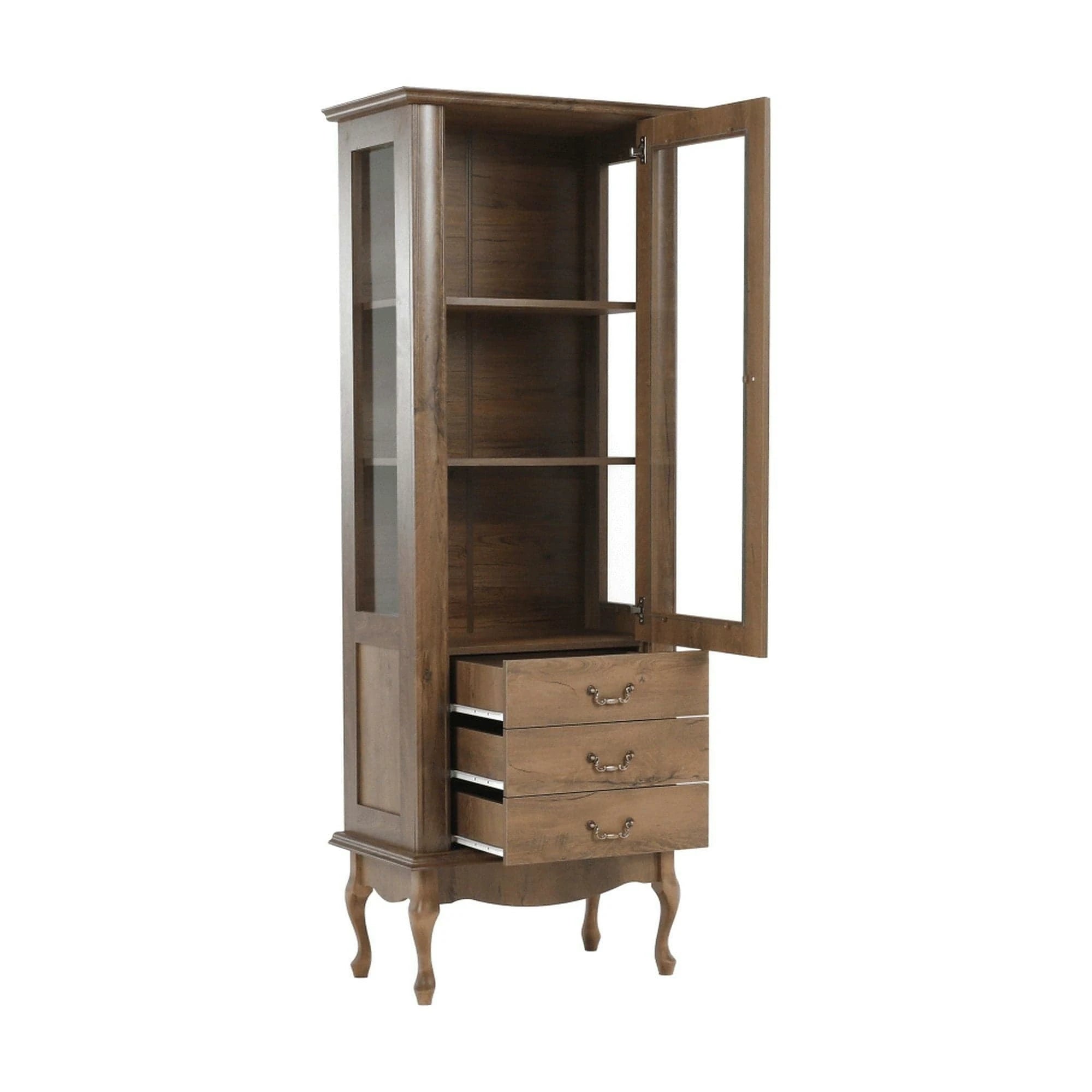 Vitrina VILAR DA4, stejar lefkas, DTD laminat, 75x42x196 cm