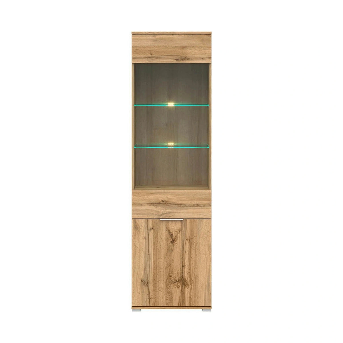 Vitrina ZELE, stejar wotan, PAL laminat, 56x41x195 cm