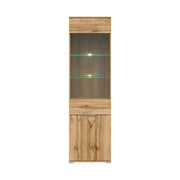 Vitrina ZELE, stejar wotan, PAL laminat, 56x41x195 cm