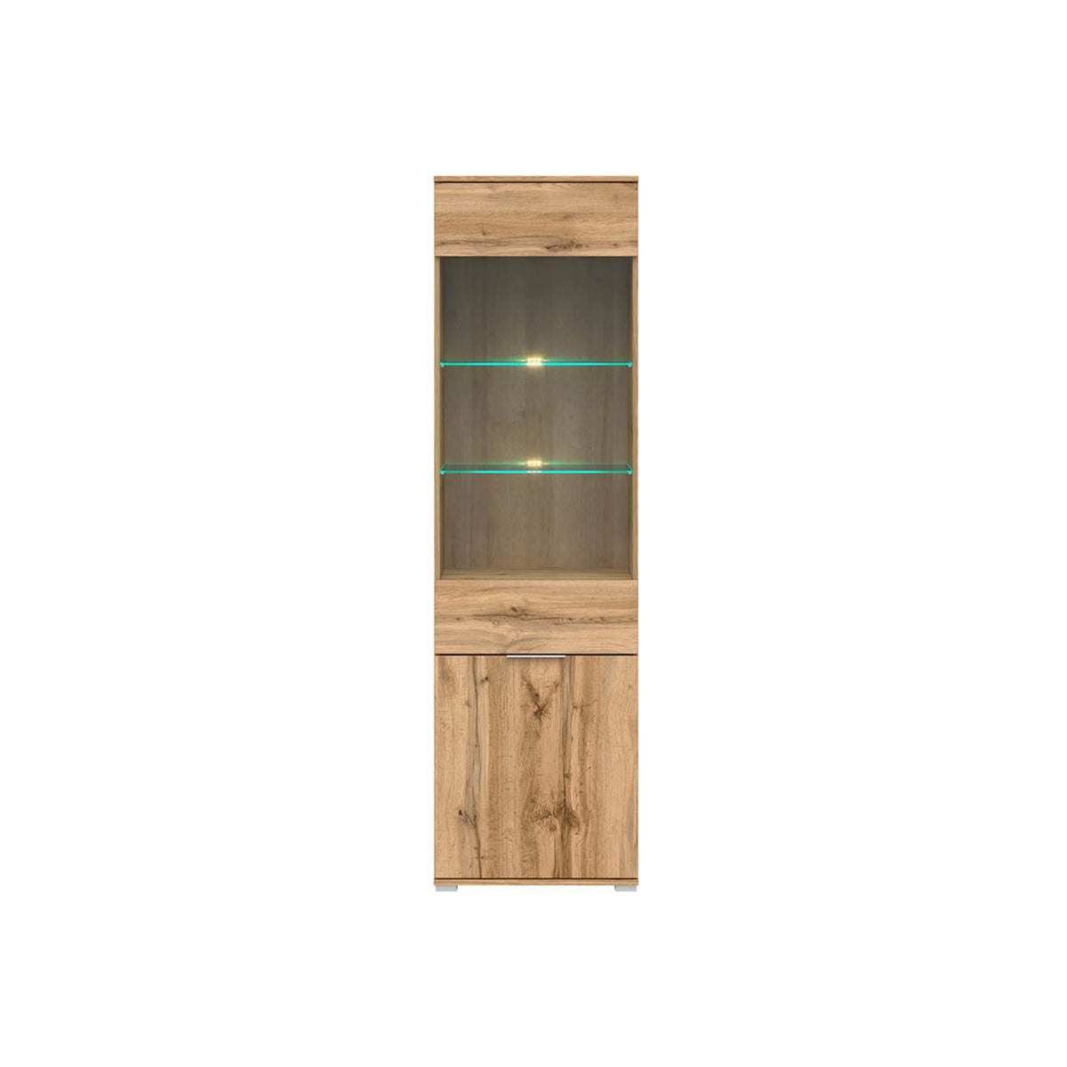 Vitrina ZELE, stejar wotan, PAL laminat, 56x41x195 cm