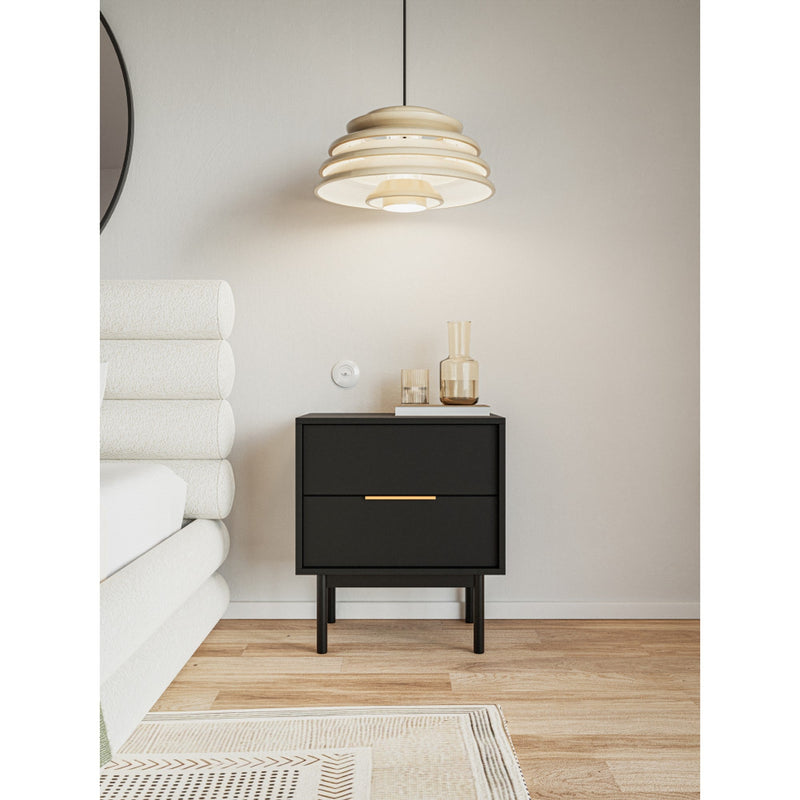 Noptiera VIVALA, negru/auriu, DTD laminat, 54x39x63 cm