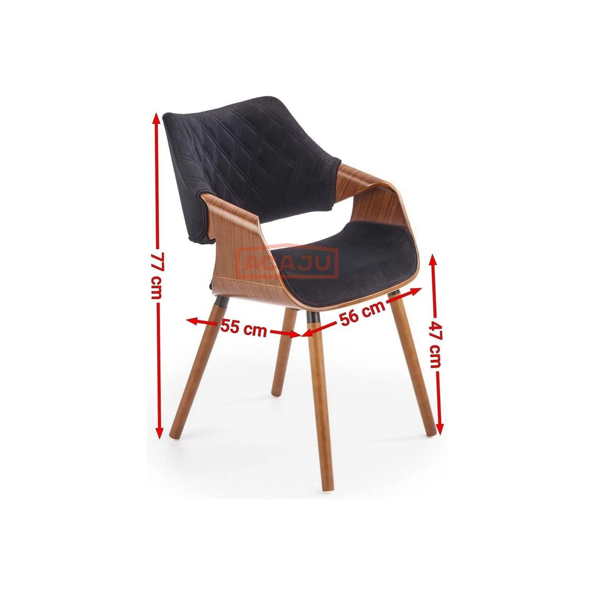Scaun tapitat K396, stejar/gri, stofa catifelata/placaj, 56x55x77 cm