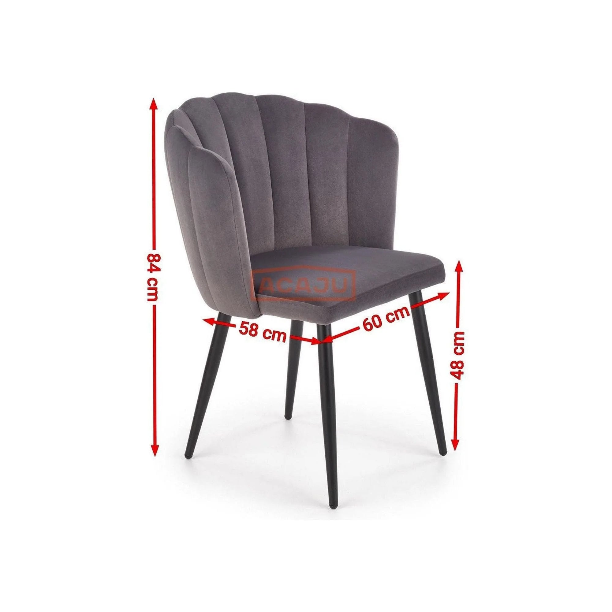 Scaun tapitat K386, verde/negru, stofa catifelata/metal, 60x58x84 cm