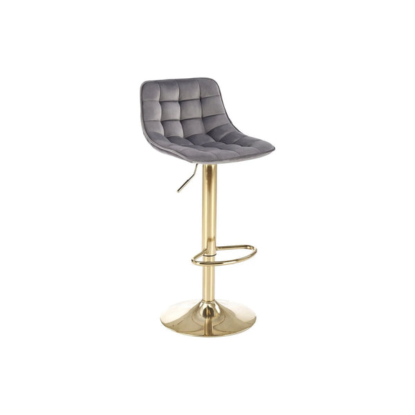 Scaun bar H120, gri/auriu, stofa catifelata/metal, 43x44x84/106 cm