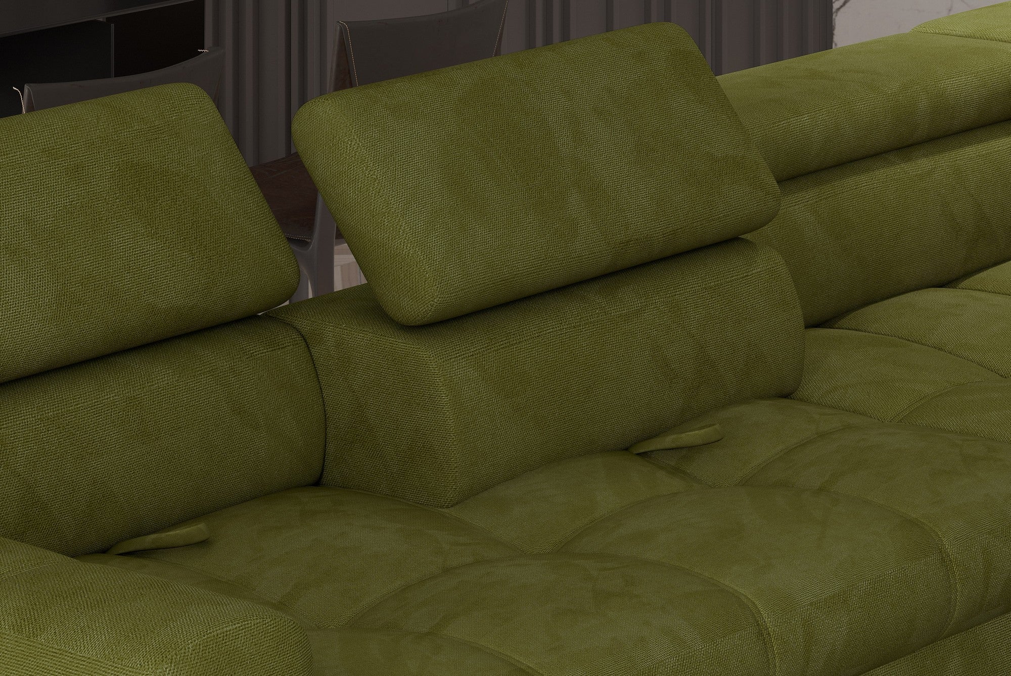Coltar extensibil VOSS L, personalizabil materiale Gama Premium, cu lada depozitare, 285x218x93 cm
