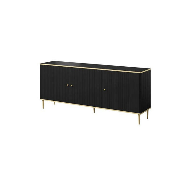 Comoda GLAMOUR, negru/auriu, PAL laminat, 180x40x76 cm