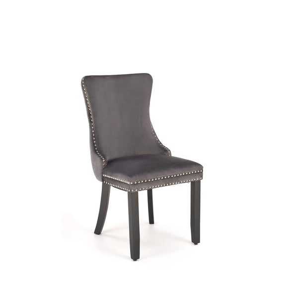 Scaun ALDA, gri/negru, stofa catifelata/lemn, 50x62x95 cm