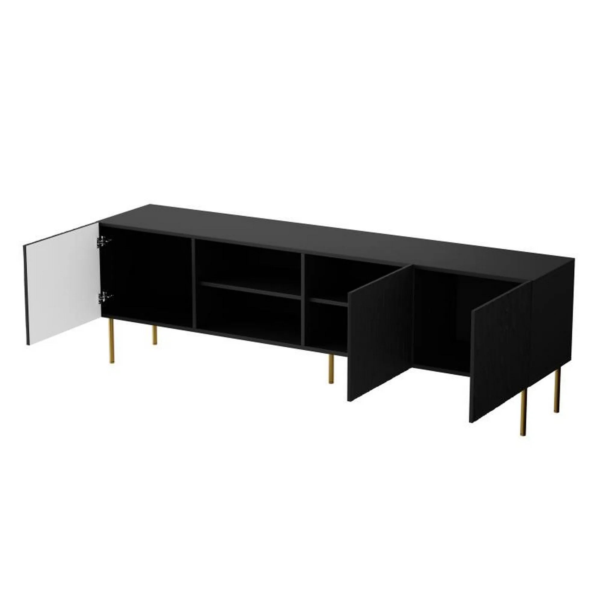 Comoda TV JUNGLE, negru/auriu, PAL laminat, 190x41x60 cm