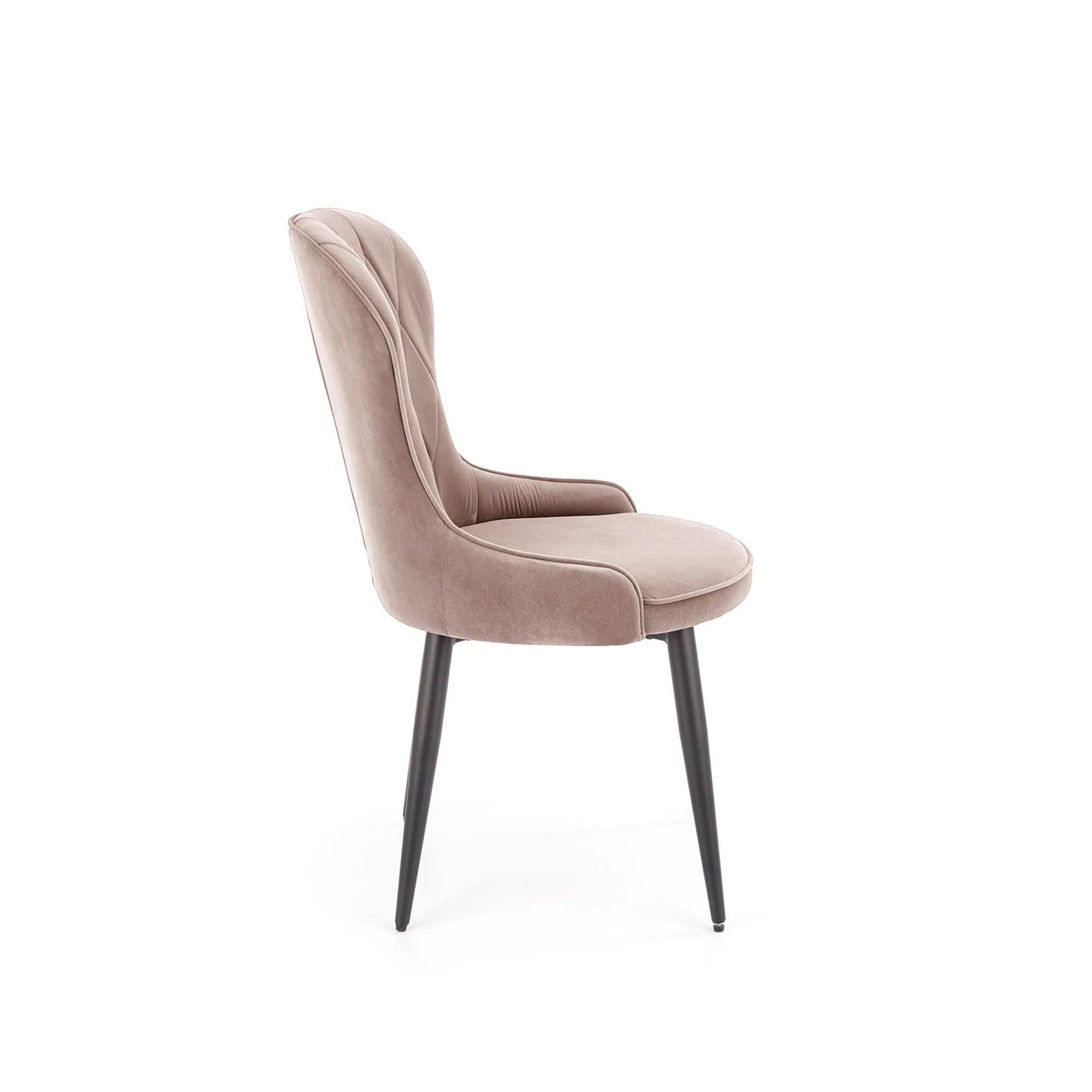 Scaun K366, bej/negru, stofa catifelata/metal, 52x58x92 cm