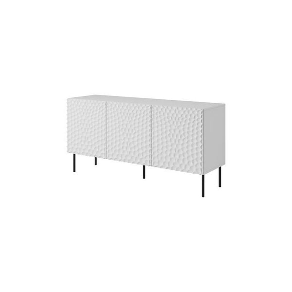 Comoda HOLE, alb/negru, PAL laminat/metal, 152x43x75 cm