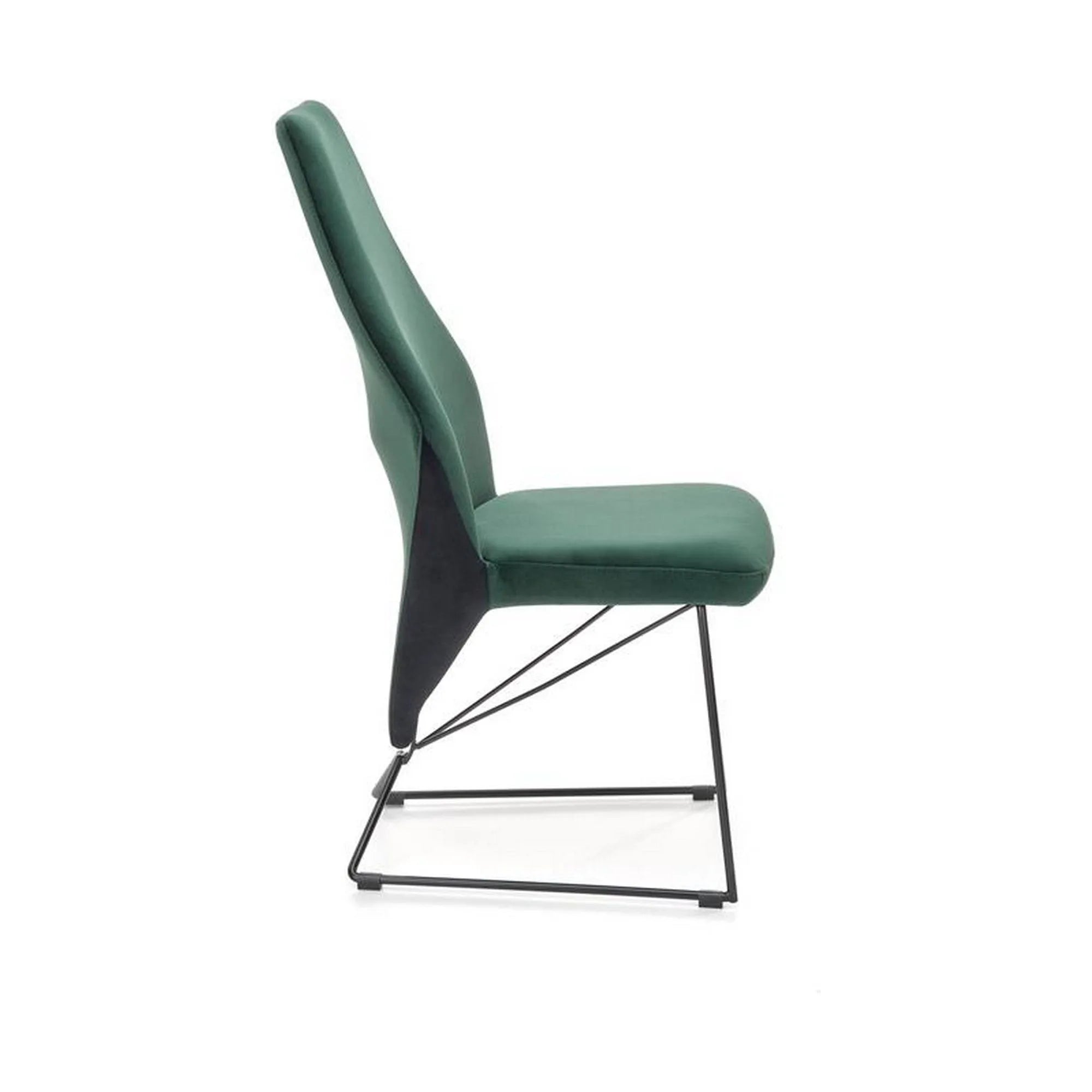Scaun tapitat K485, verde inchis, stofa catifelata, 44x63x96 cm