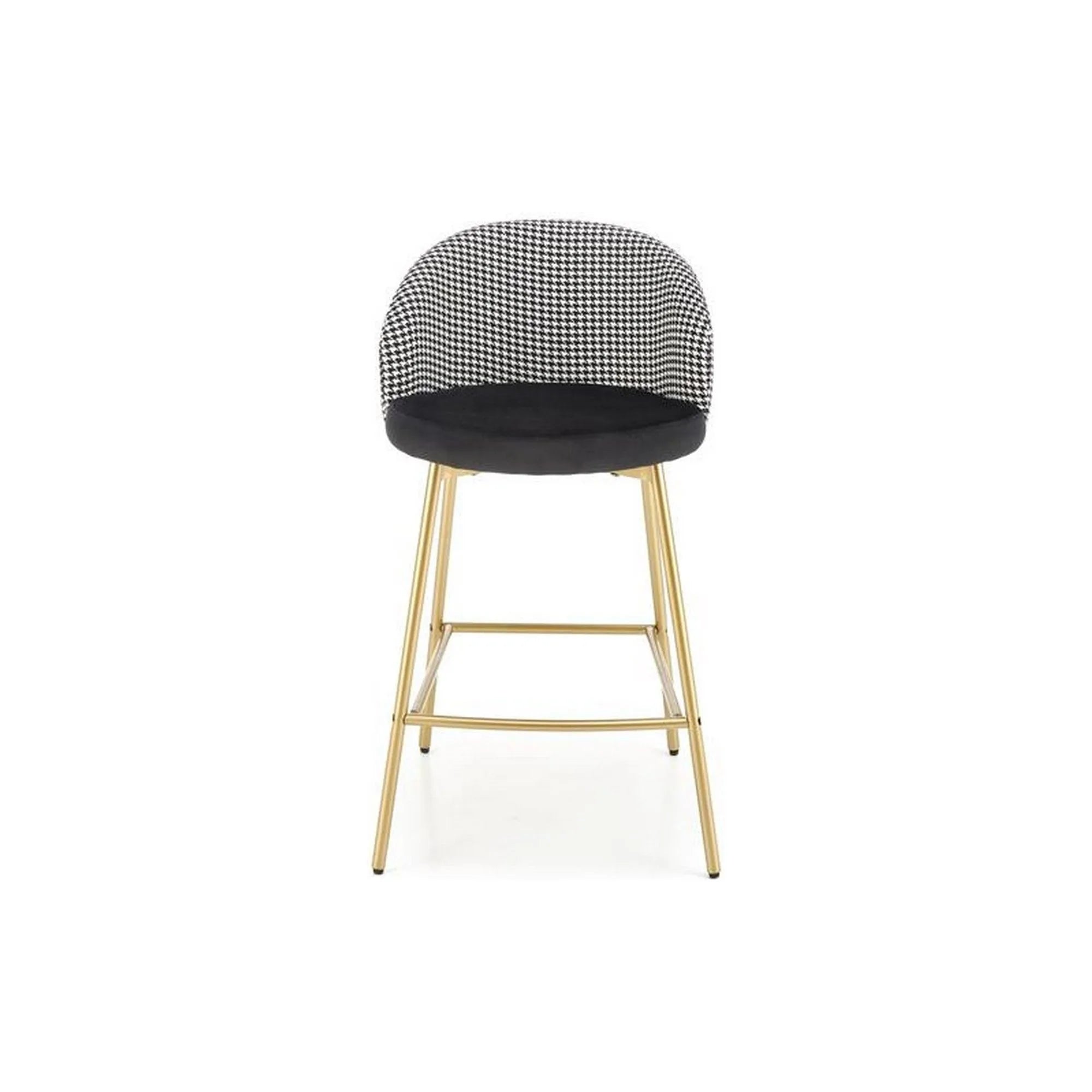 Scaun bar H113, negru/gri/auriu, stofa catifelata/otel, 47x55x85 cm