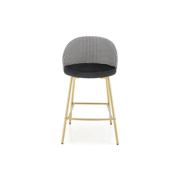 Scaun bar H113, negru/gri/auriu, stofa catifelata/otel, 47x55x85 cm