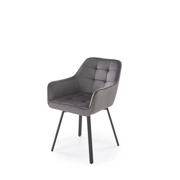 Scaun K588, gri - HLR 21, stofa catifelata/otel, 55x60x89 cm