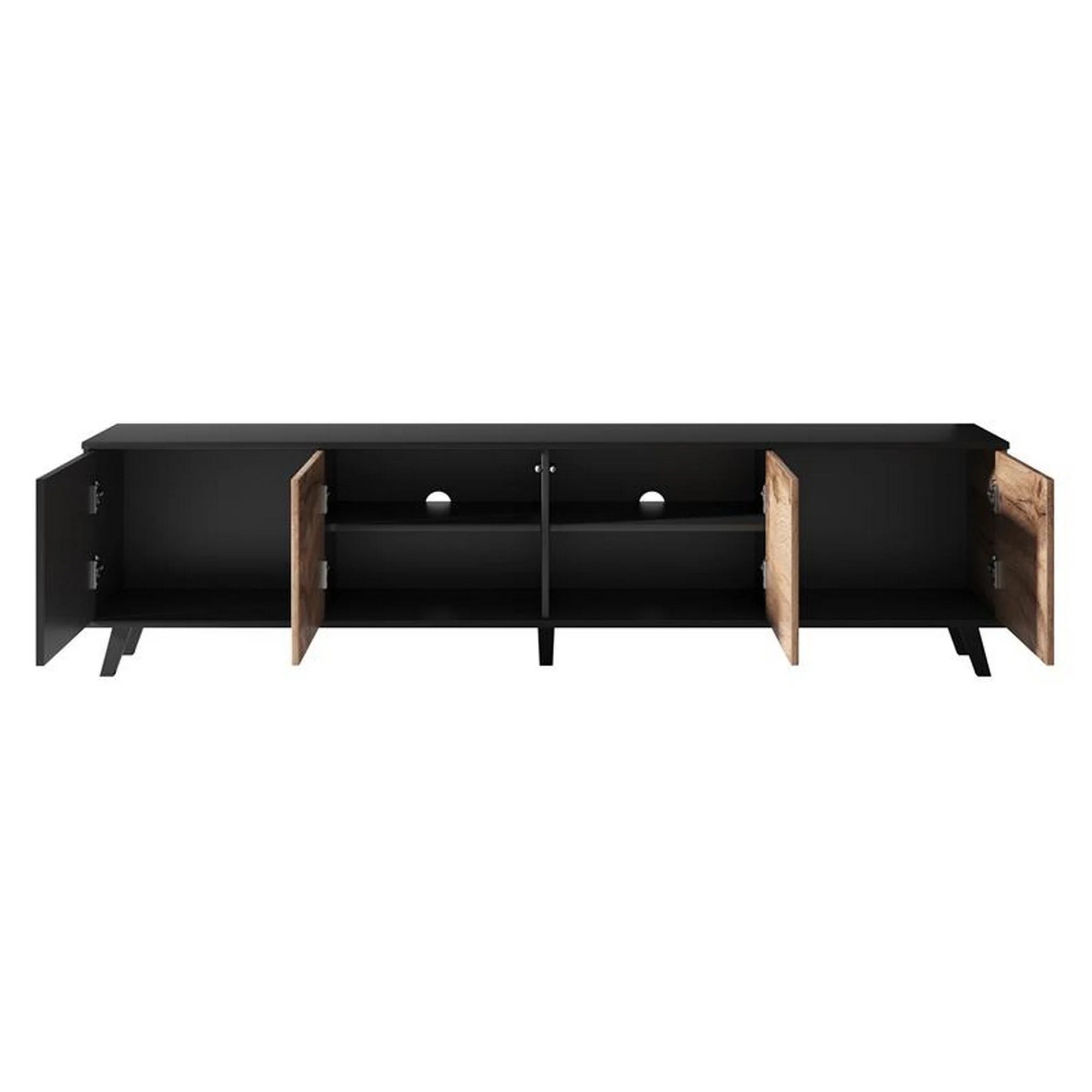 Comoda TV RANDOM, stejar wotan/negru, PAL furniruit, 200x40x52 cm