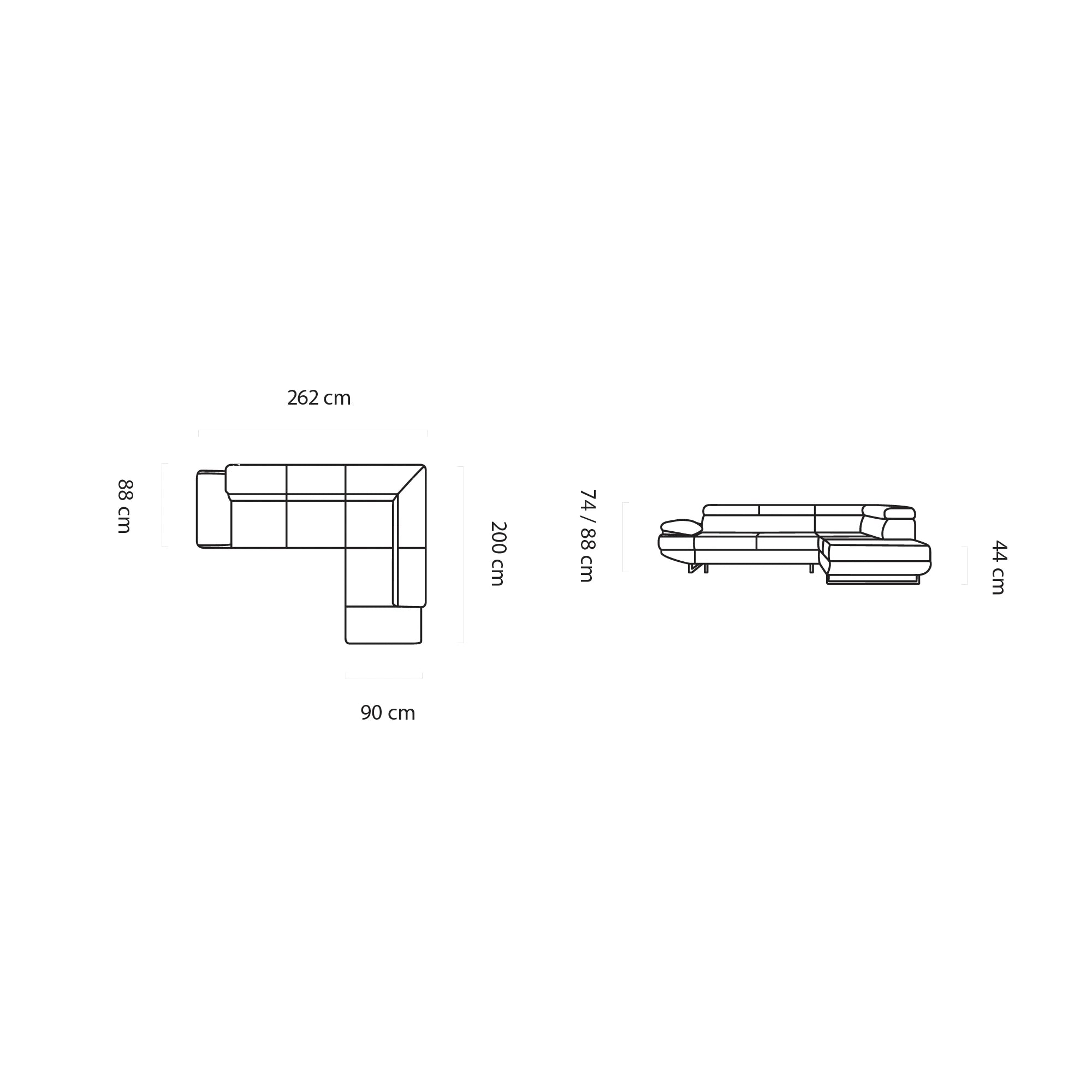 Coltar extensibil GIO, sezlong stanga, stofa clasica galben mustar - Austin 11, cu lada depozitare si tetiere reglabile, 262x200x88 cm