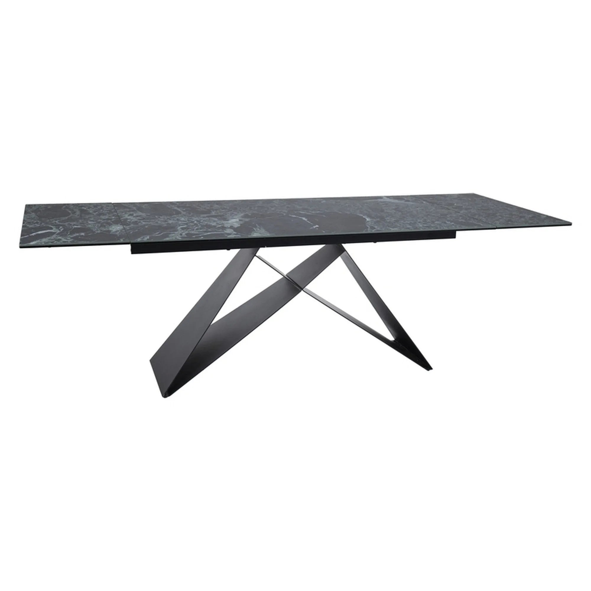 Masa extensibila WESTIN, negru cu efect de marmura/negru, sticla/ceramica/metal, 160-240x90x77 cm