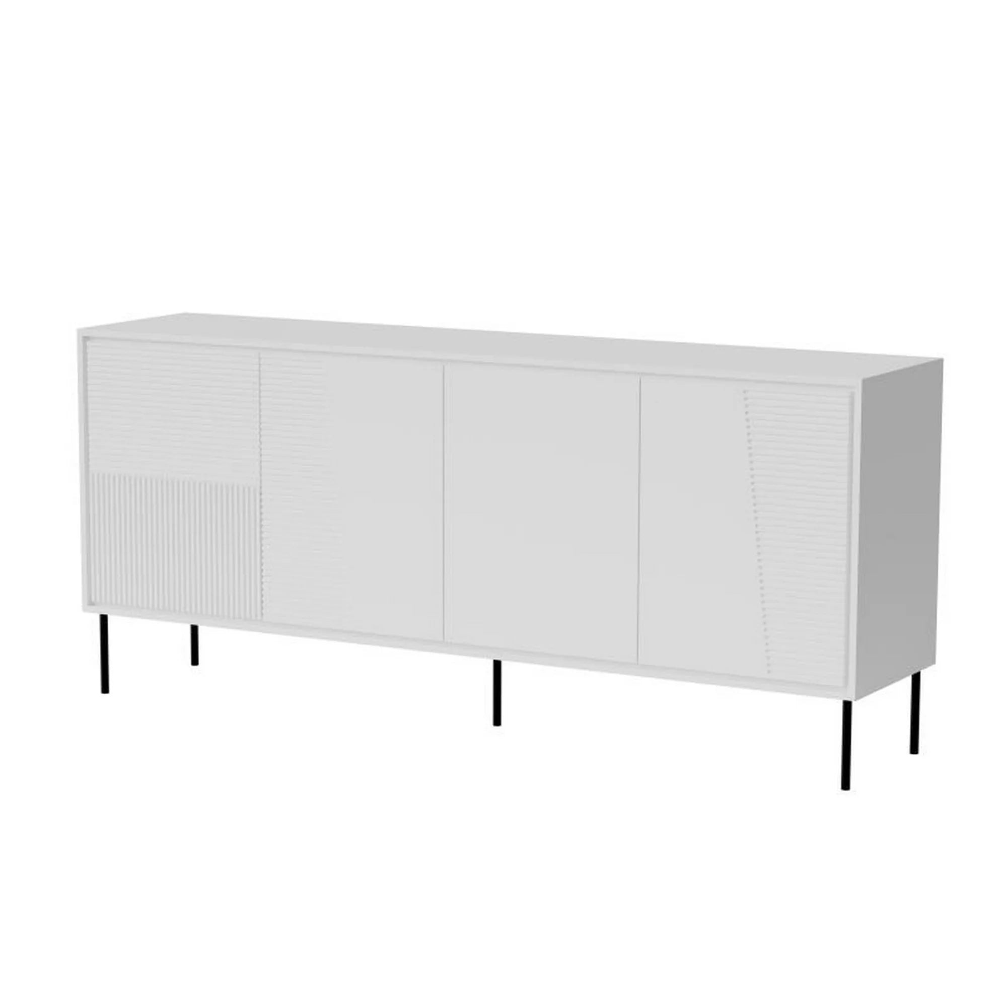 Comoda ABI, alb/negru, PAL laminat/metal, 200x45x88 cm