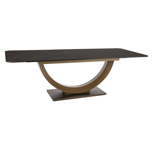 Masa extensibila WILSON CERAMIC, maro, sticla securizata/ceramica, 180-240x100x76 cm