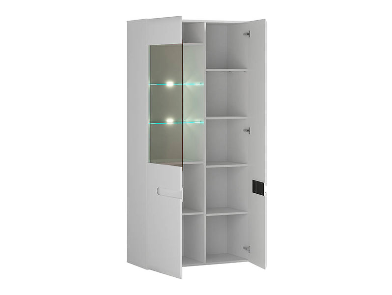 Vitrina AZTECA TRIO, alb, PAL/sticla, cu iluminare LED, 90x41x193 cm
