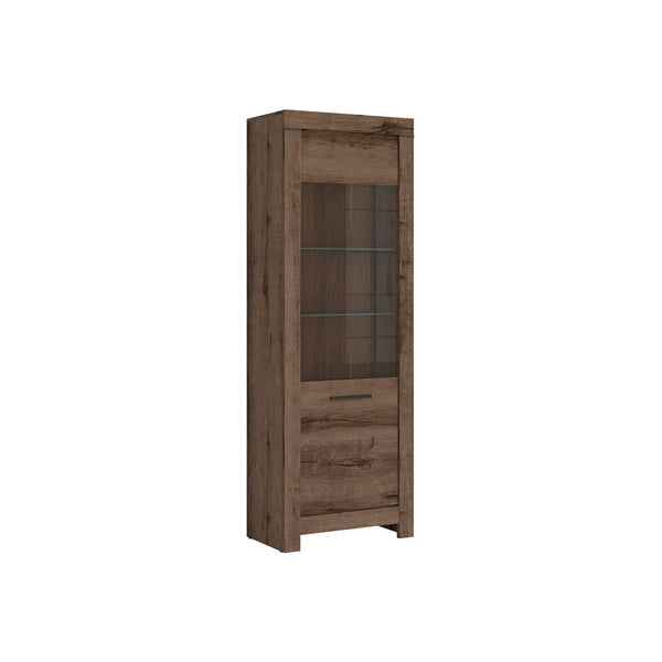 Vitrina BALIN, stejar, PAL/sticla, cu iluminare LED, 68x40x197 cm