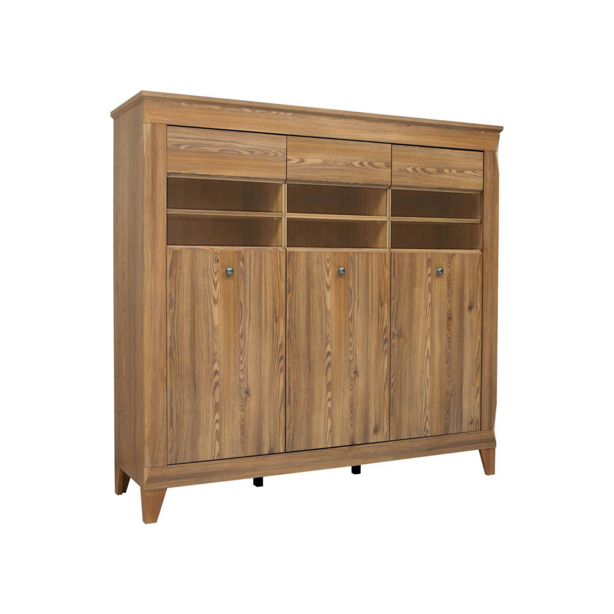 Vitrina BERGEN REG3W, stejar, PAL/sticla securizata, 156x47x151 cm