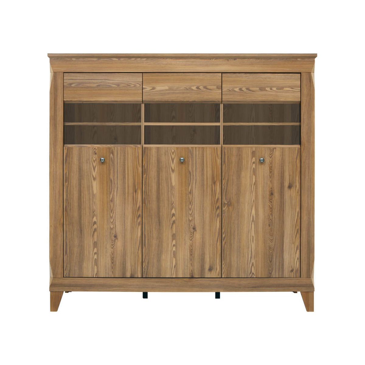 Vitrina BERGEN REG3W, stejar, PAL/sticla securizata, 156x47x151 cm