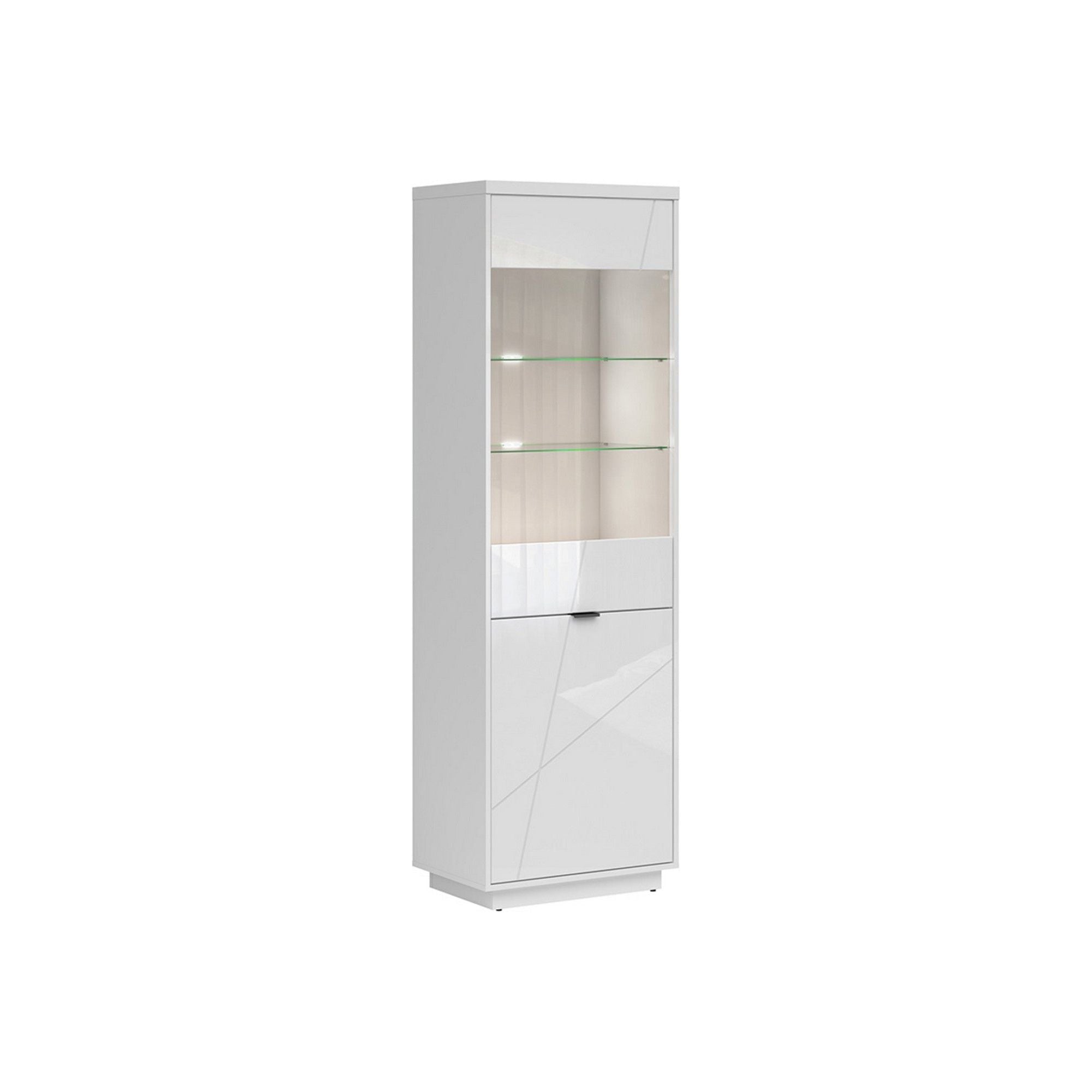 Vitrina FORN, alb lucios, PAL melaminat/sticla securizata, 64x43x201 cm