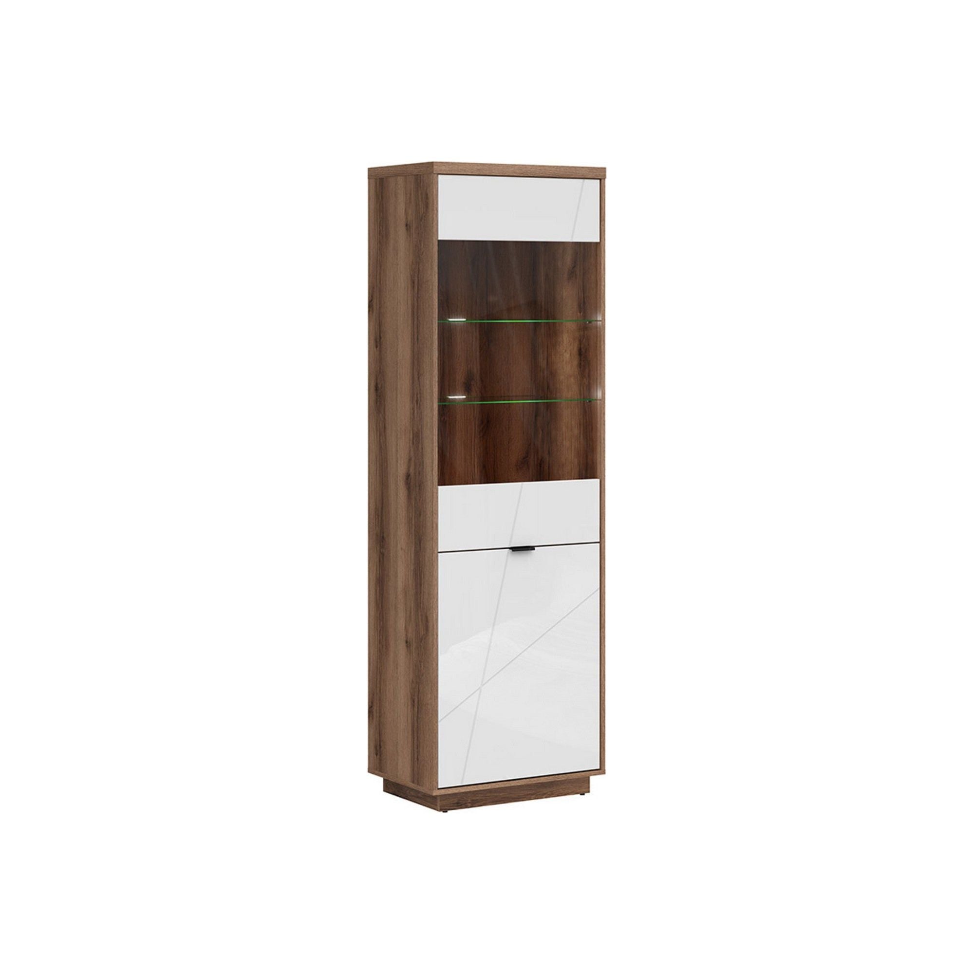 Vitrina FORN, nuc/alb lucios, PAL melaminat/sticla securizata, 64x43x201 cm